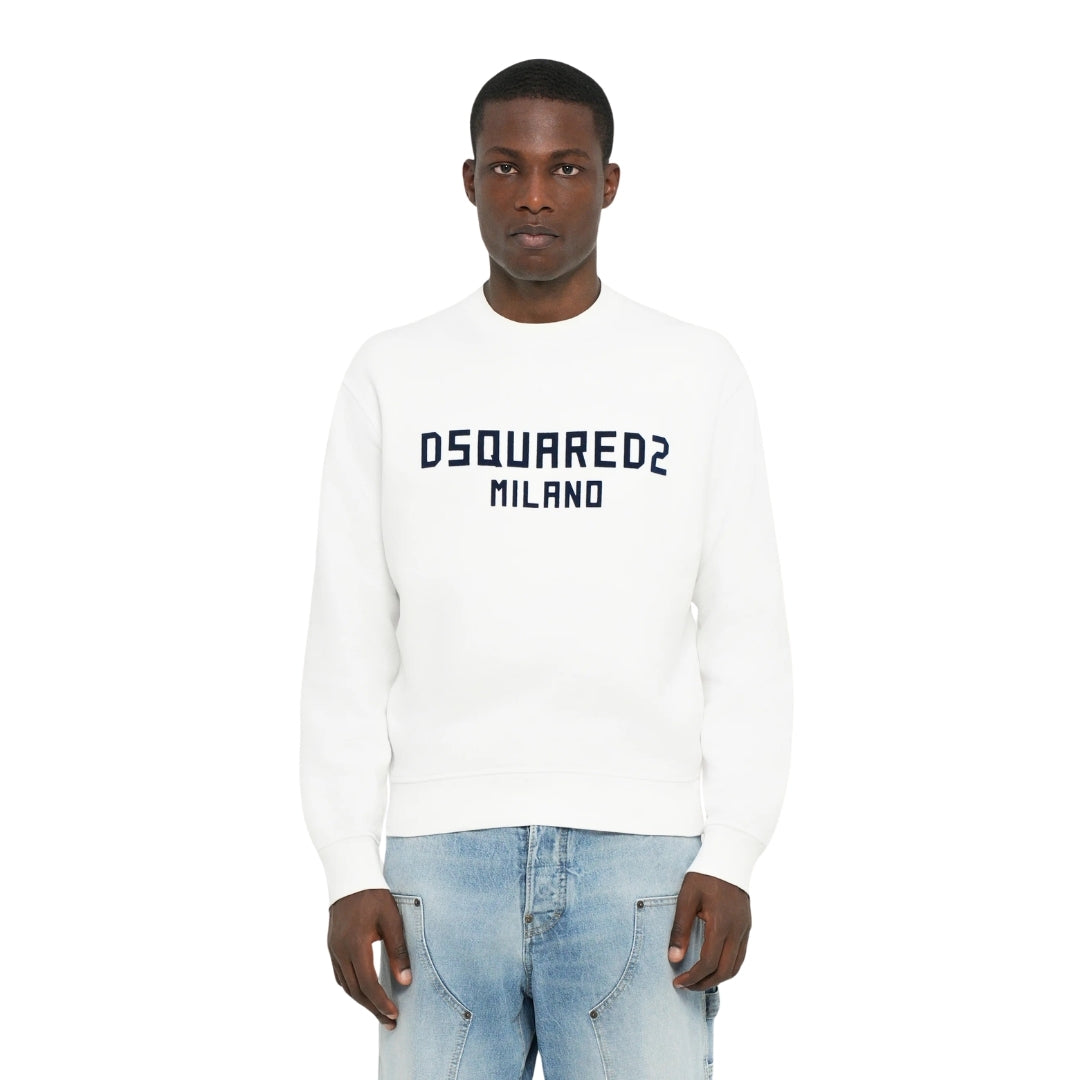 DSQUARED2 Cool Fit Milano Crew Neck White Jumper M
