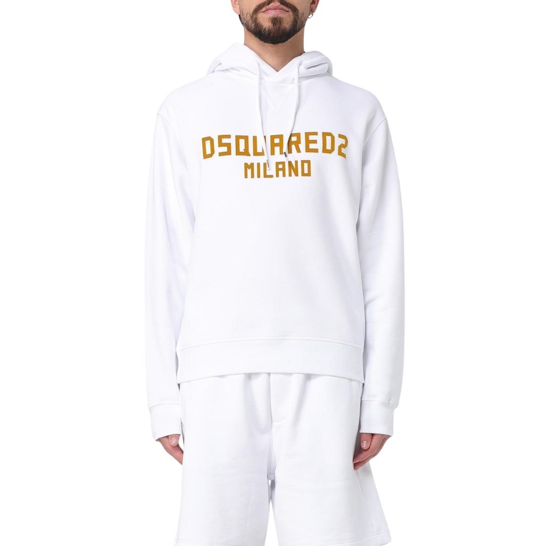 Dsquared2 Cool Fit Hoodie White Ochre Print S
