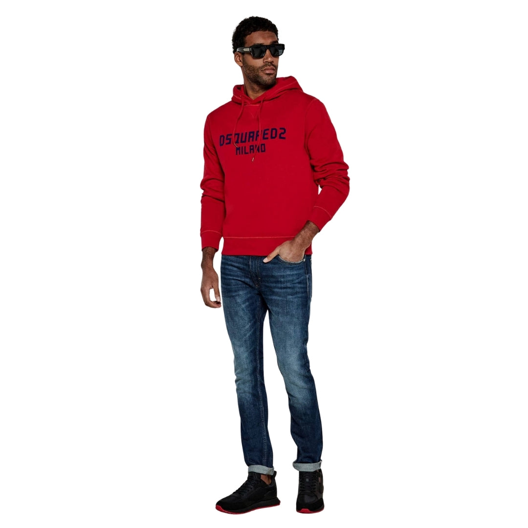 DSQUARED2 Milano Logo Cool Fit Red Hoodie M
