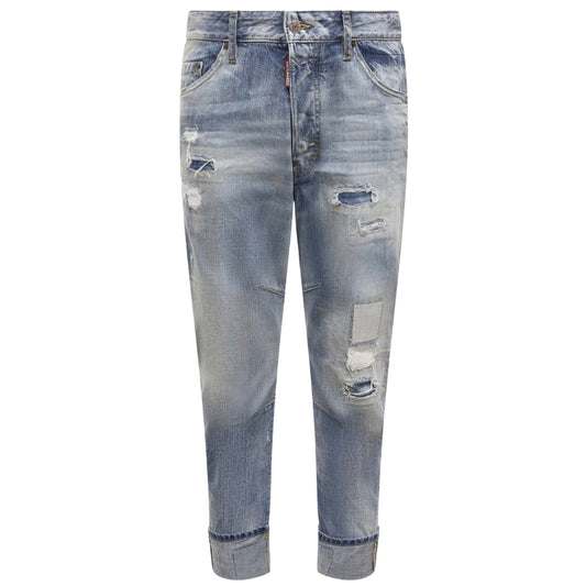 DSQUARED2 Worn Patchwork Relaxed Fit Blue Jeans W34
