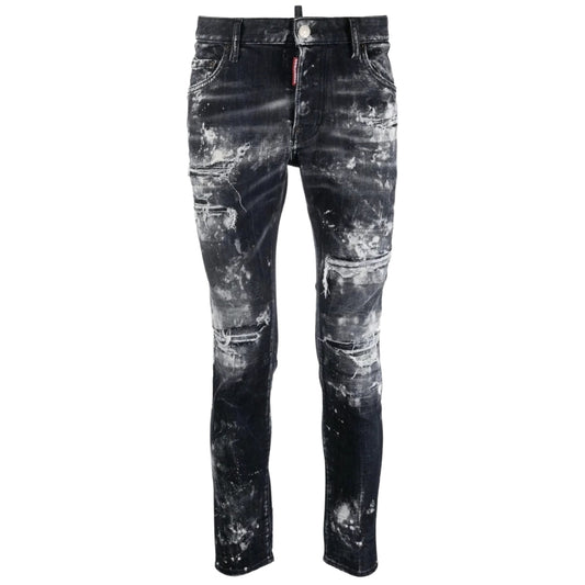 DSQUARED2 Skater Jean Destroyed Paint Effect Black Jeans W28