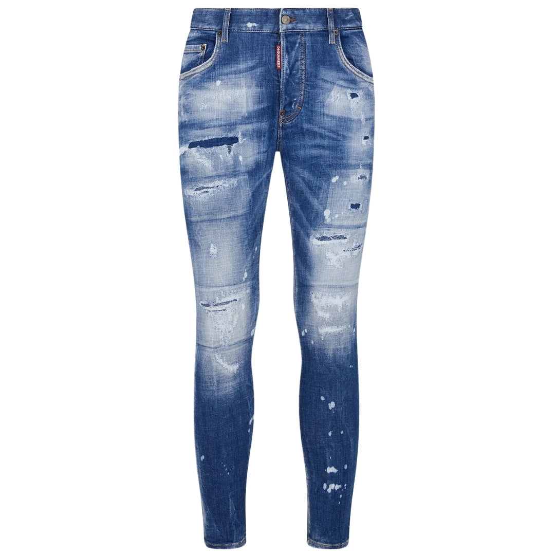 Dsquared2 Super Twinky Jean Faded Reinforced Ripped Blue Jeans