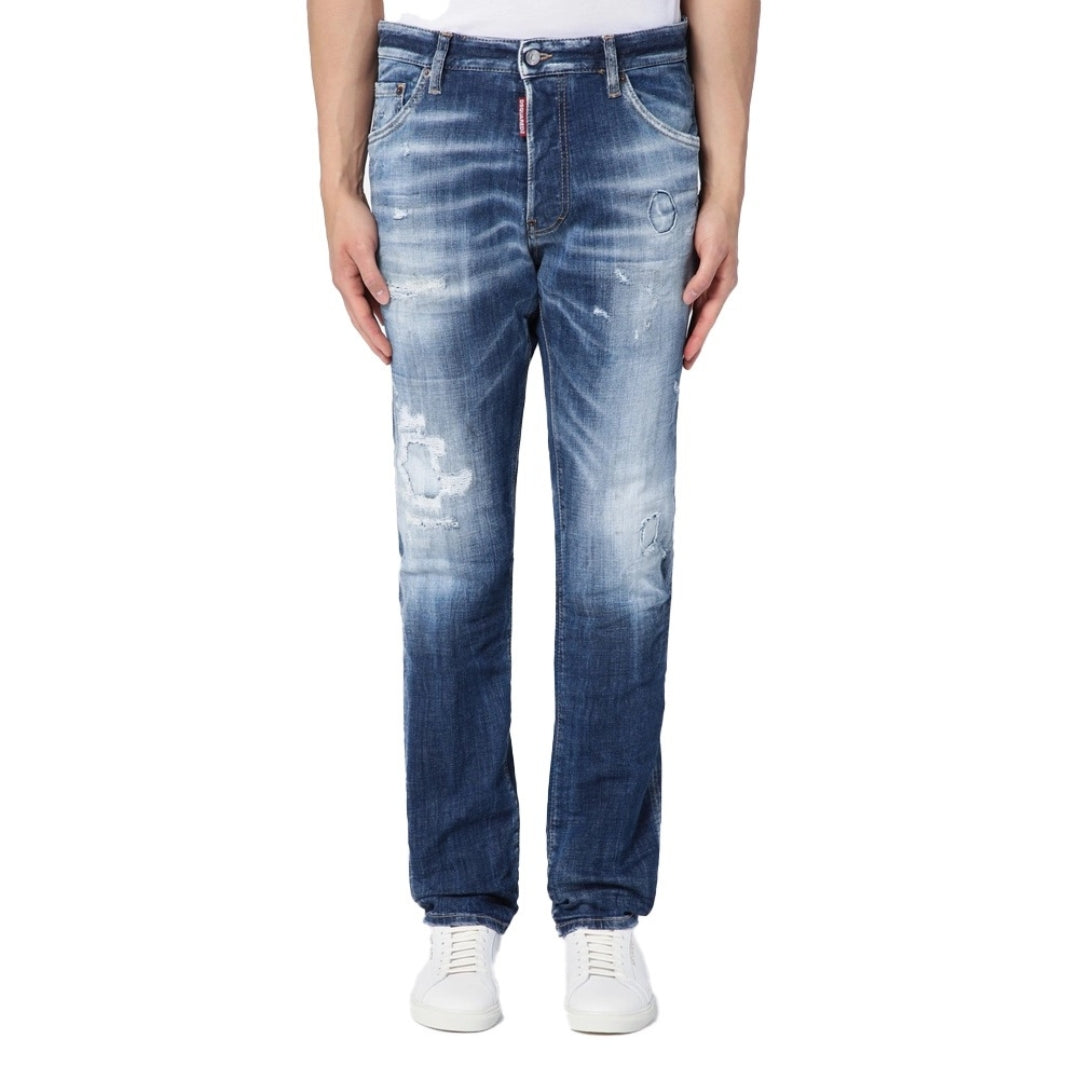 Dsquared2 Distressed Slim-Cut Jeans Navy Blue W32