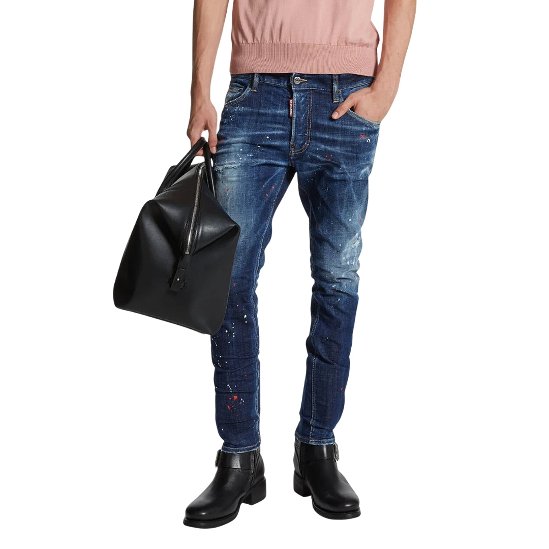 Dsquared2 Medium Easy Wash Skater Jeans Navy Blue W28