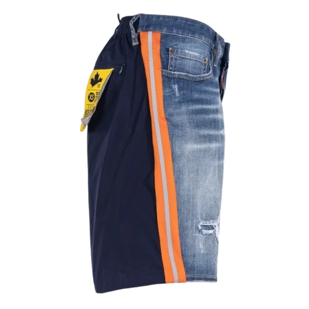 Dsquared2 Boxer Style Shorts Taped Hem Blue Denim Shorts W34