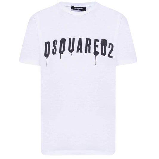 DSQUARED2 Dripping Spray Logo White  T-Shirt XS