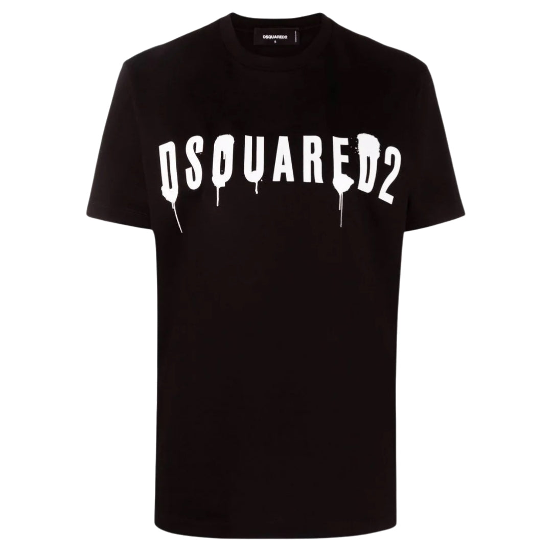 DSQUARED2 Dripping Spray Logo Black  T-Shirt XXS