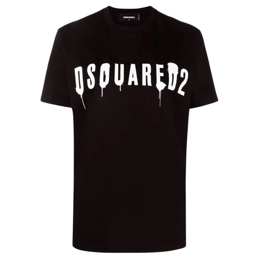 DSQUARED2 Dripping Spray Logo Black  T-Shirt XXS