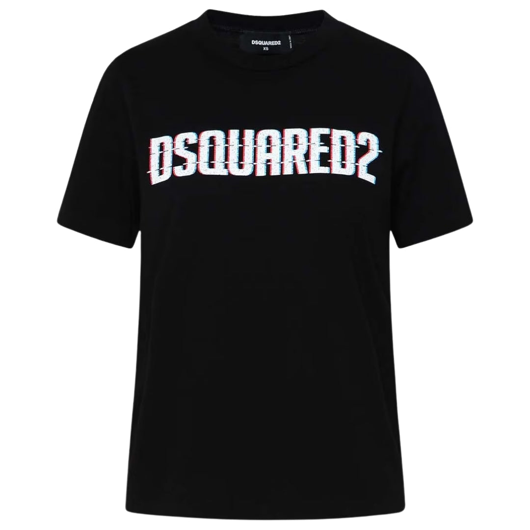 DSQUARED2 Logo Print Crew Neck Black  T-Shirt XXS