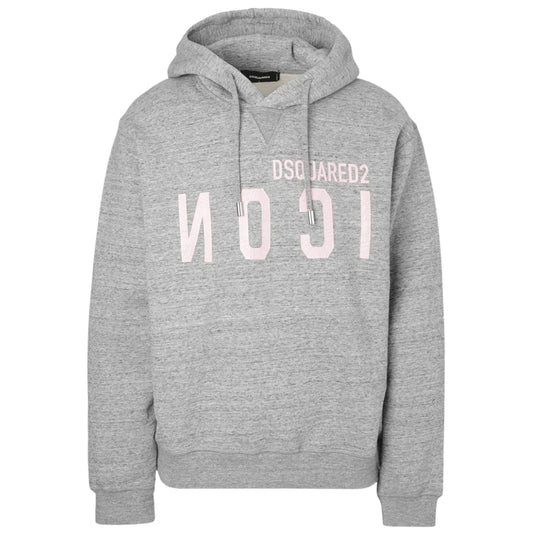 DSQUARED2 Pink Icon Cracked Logo Grey Hoodie XXL