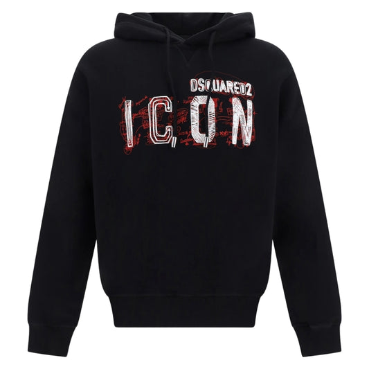 DSQUARED2 Icon Scribble Logo Cool Fit Black Hoodie M