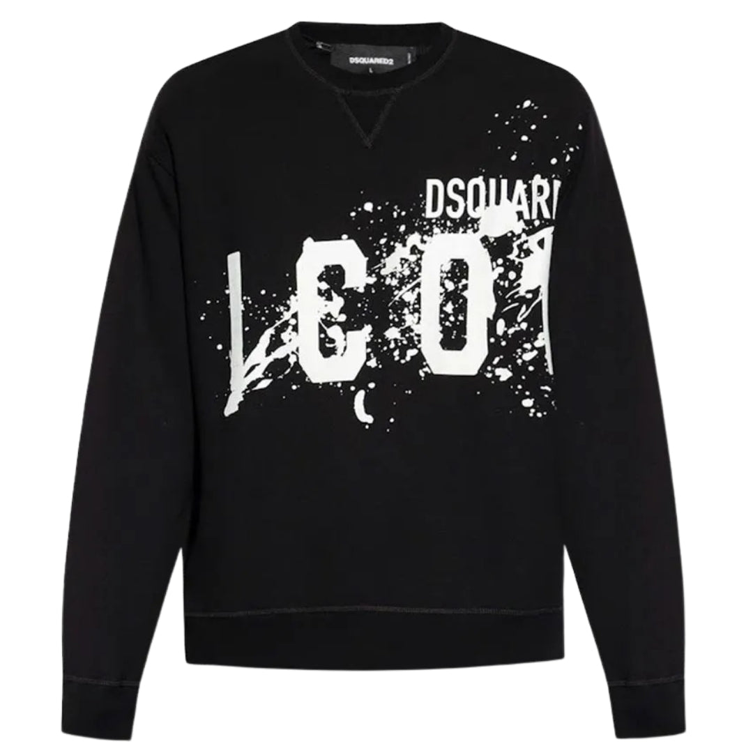 DSQUARED2 Icon Splash Cool Fit Crew Neck Black Sweatshirt M