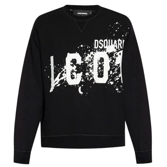 DSQUARED2 Icon Splash Cool Fit Crew Neck Black Sweatshirt M