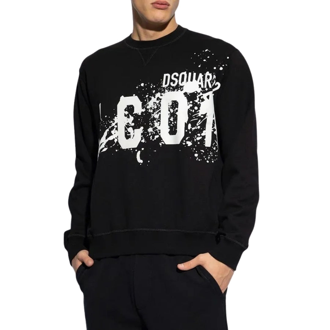 DSQUARED2 Icon Splash Cool Fit Crew Neck Black Sweatshirt M