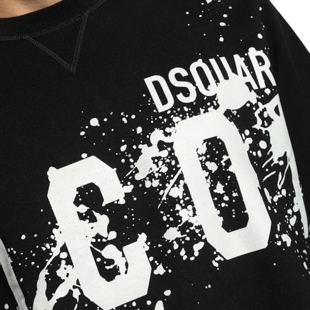 DSQUARED2 Icon Splash Cool Fit Crew Neck Black Sweatshirt M