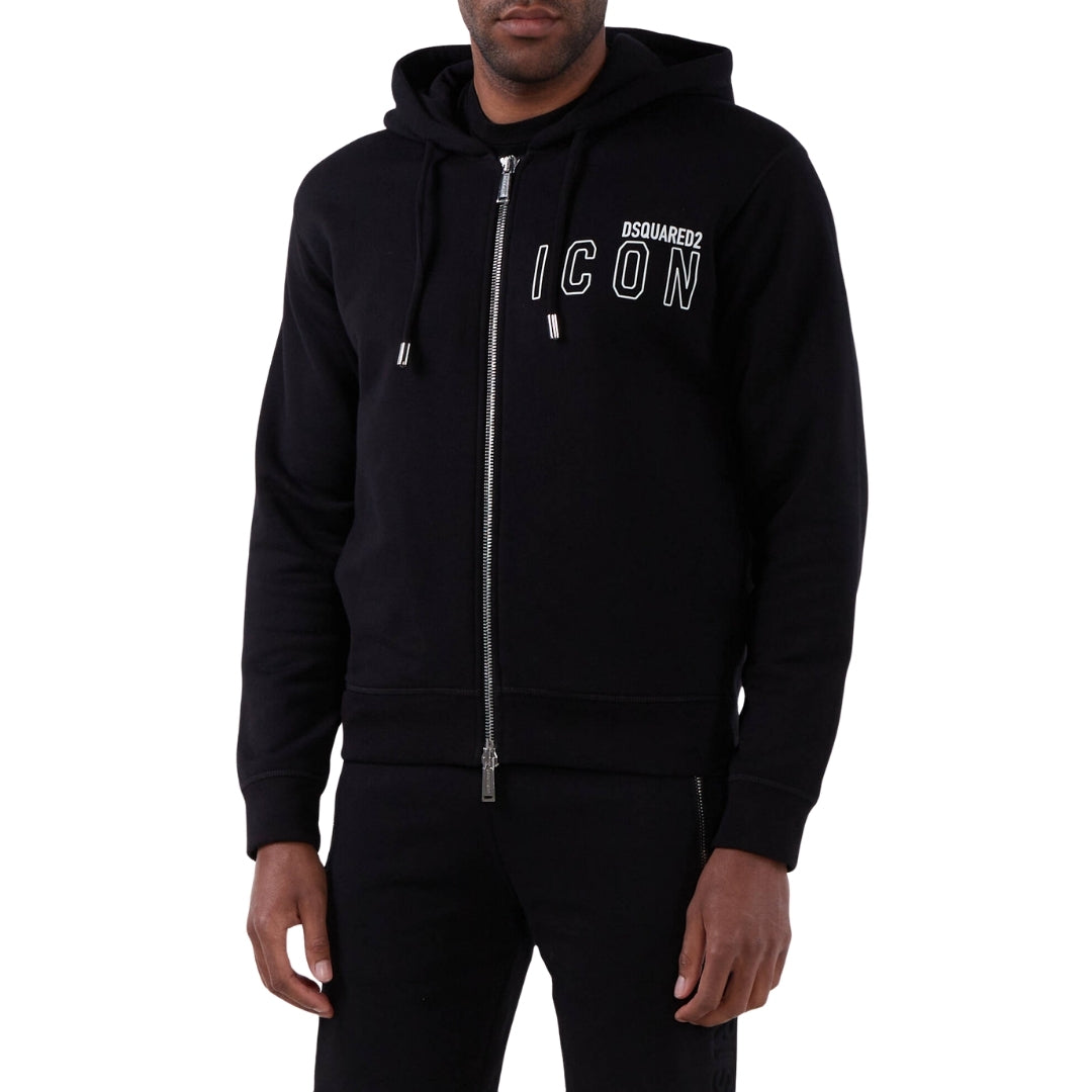 DSQUARED2 Icon Outline Logo Zip Black Hoodie S