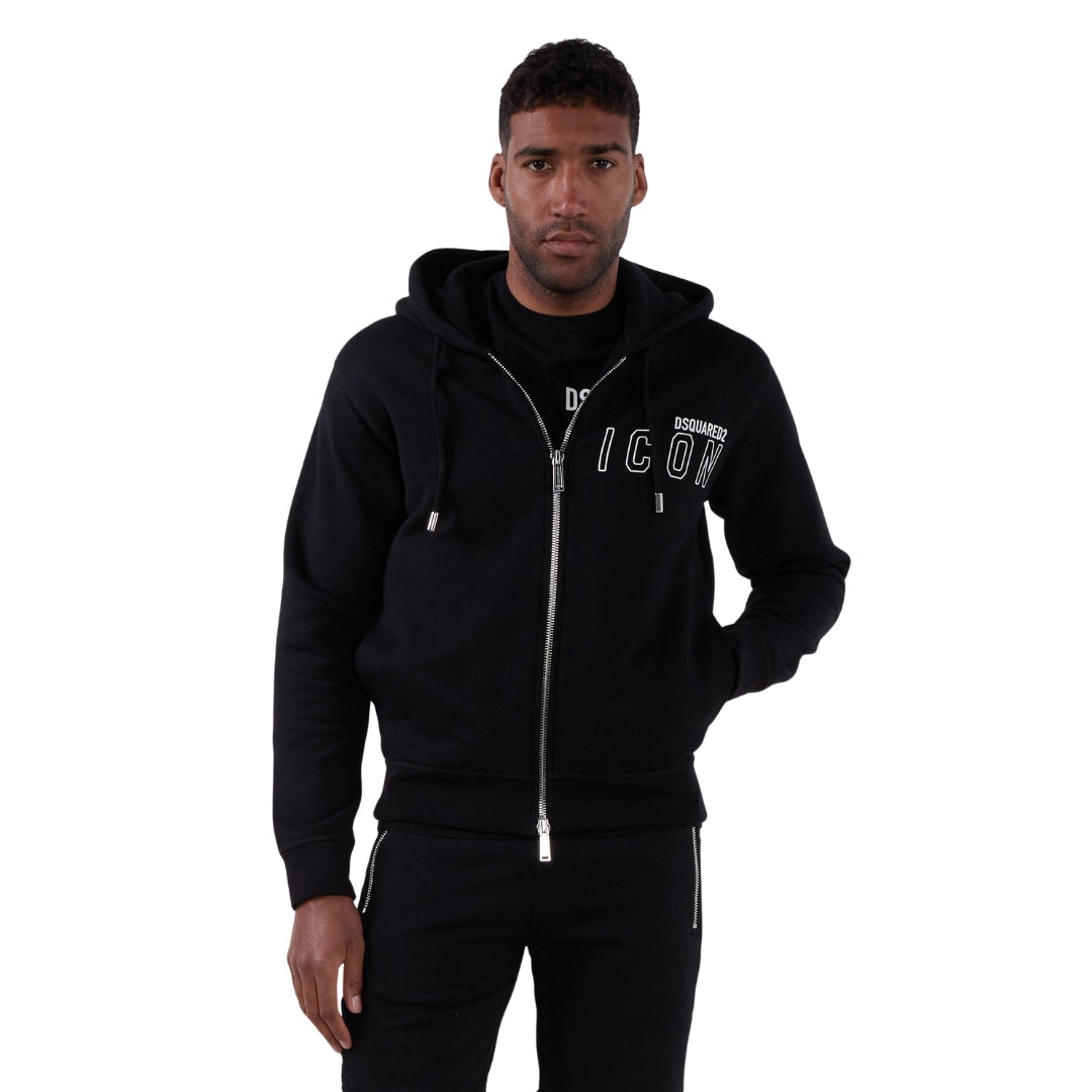 DSQUARED2 Icon Outline Logo Zip Black Hoodie S