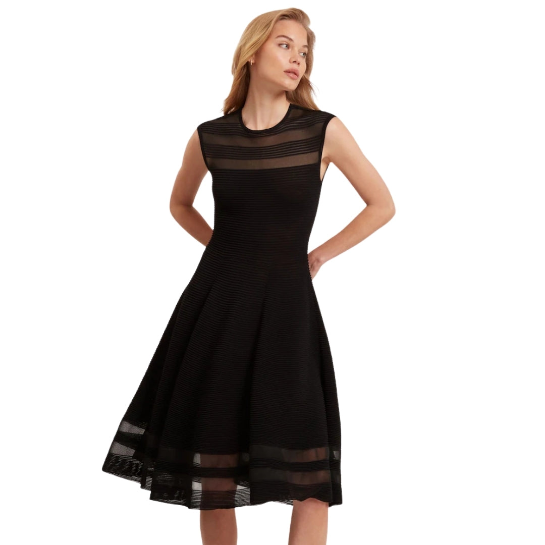 Ted Baker Saalli Knitted Black Skater Dress With Invisible Pane