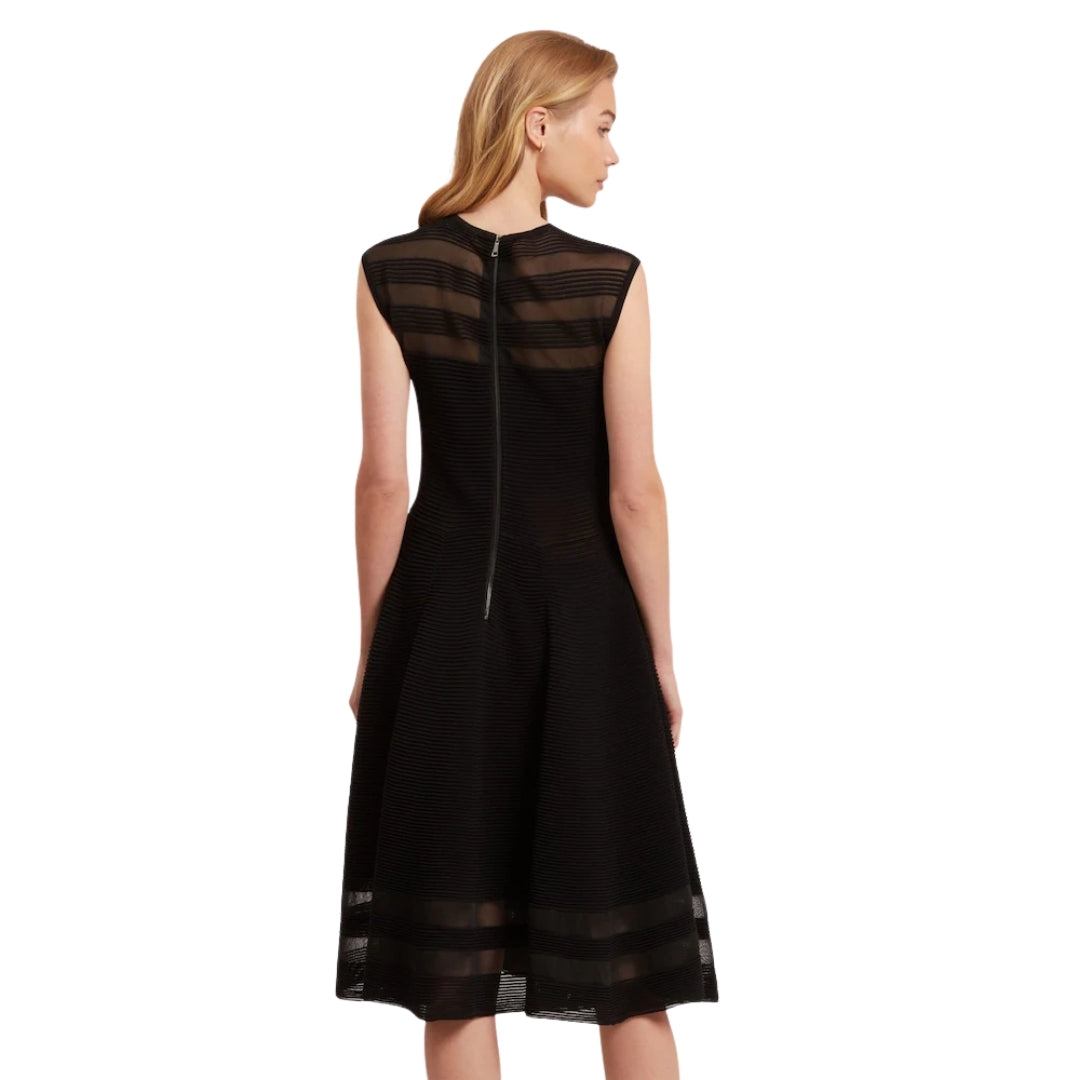 Ted Baker Saalli Knitted Black Skater Dress With Invisible Pane