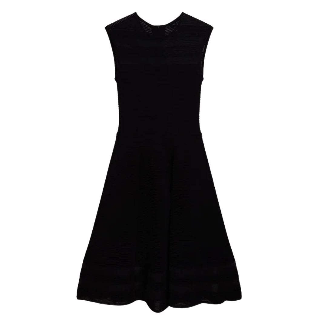 Ted Baker Saalli Knitted Black Skater Dress With Invisible Pane