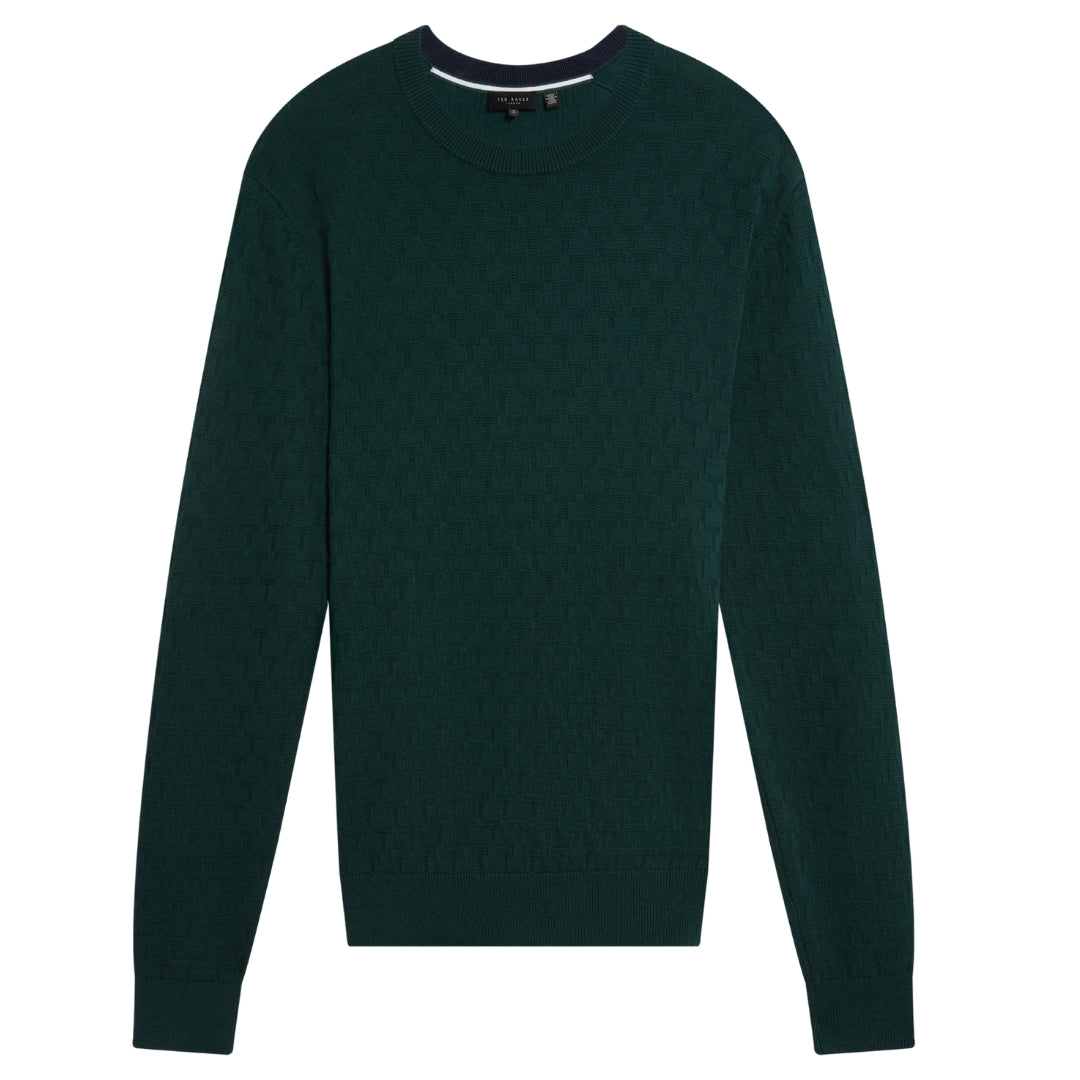 Ted Baker Sainsy T Stitch Dark Green Crew Neck Jumper