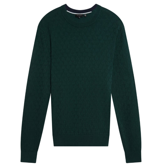 Ted Baker Sainsy T Stitch Dark Green Crew Neck Jumper