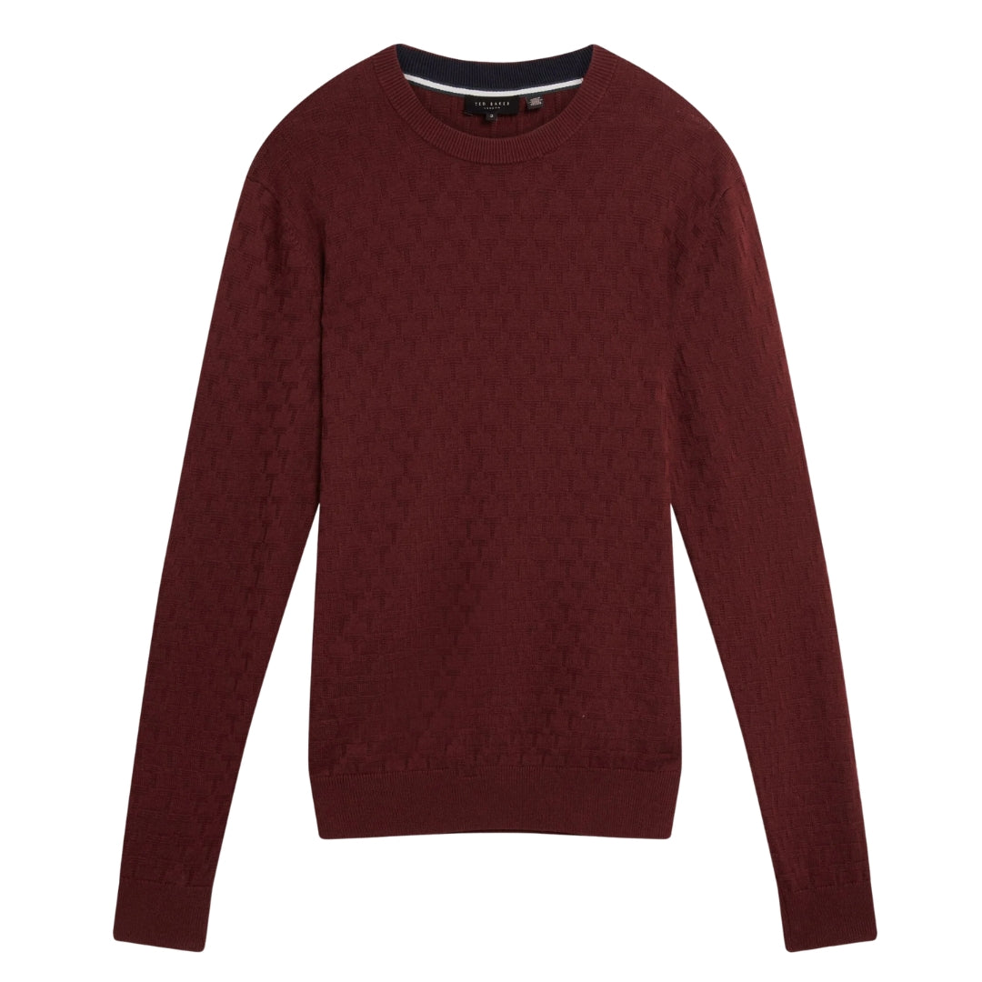 Ted Baker Sainsy T Stitch Crew Neck Maroon Jumper