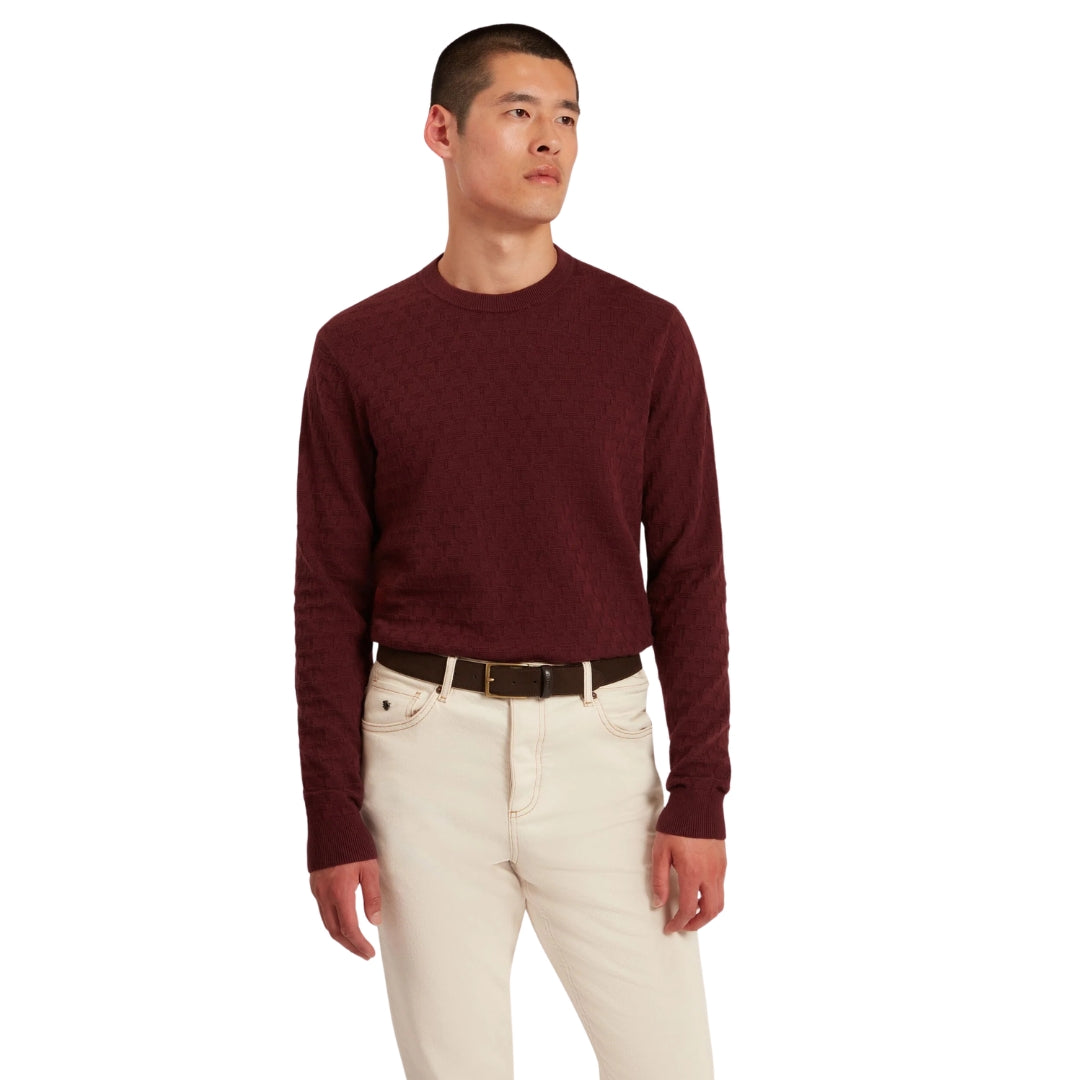 Ted Baker Sainsy T Stitch Crew Neck Maroon Jumper