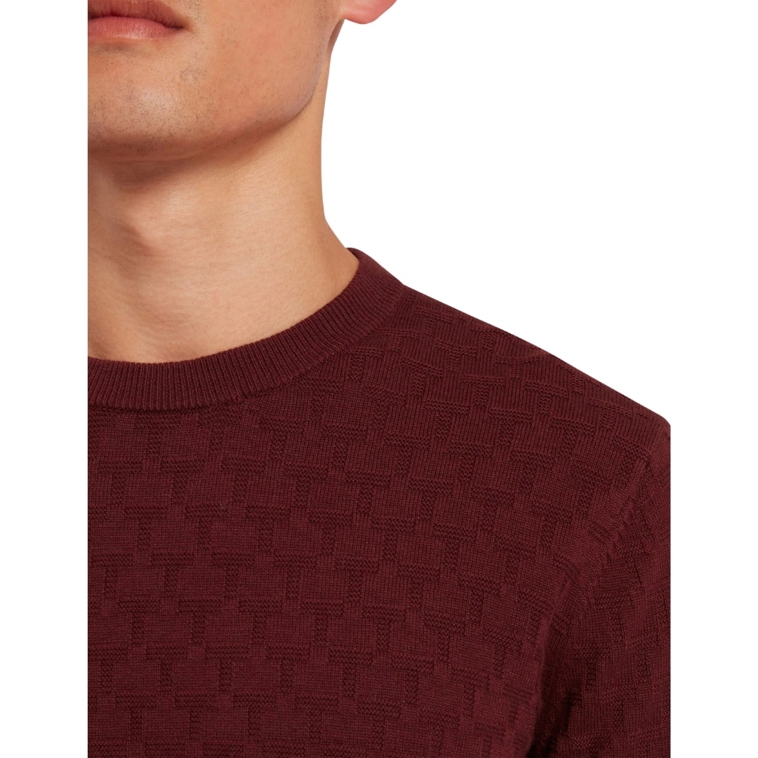 Ted Baker Sainsy T Stitch Crew Neck Maroon Jumper