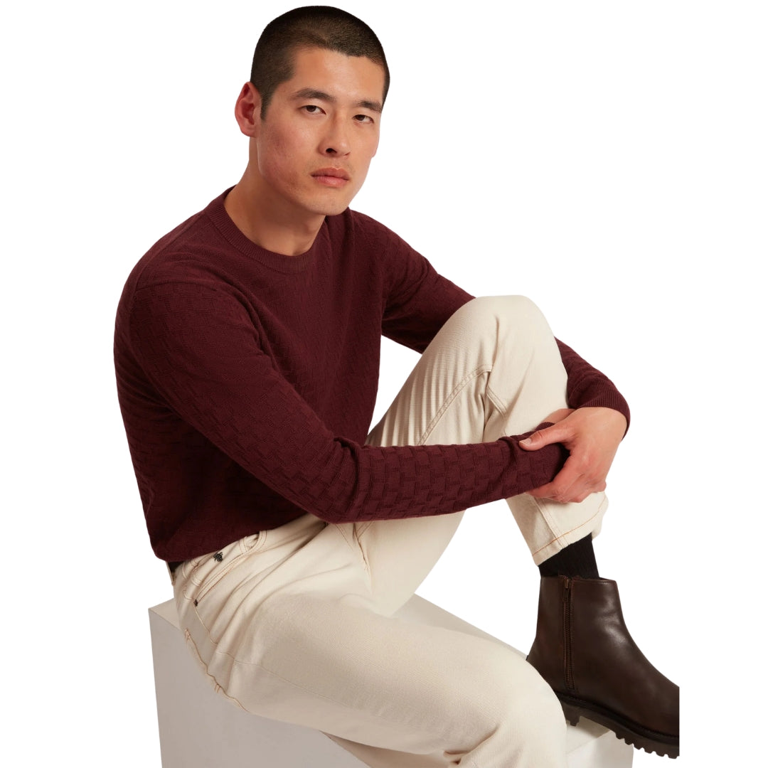 Ted Baker Sainsy T Stitch Crew Neck Maroon Jumper