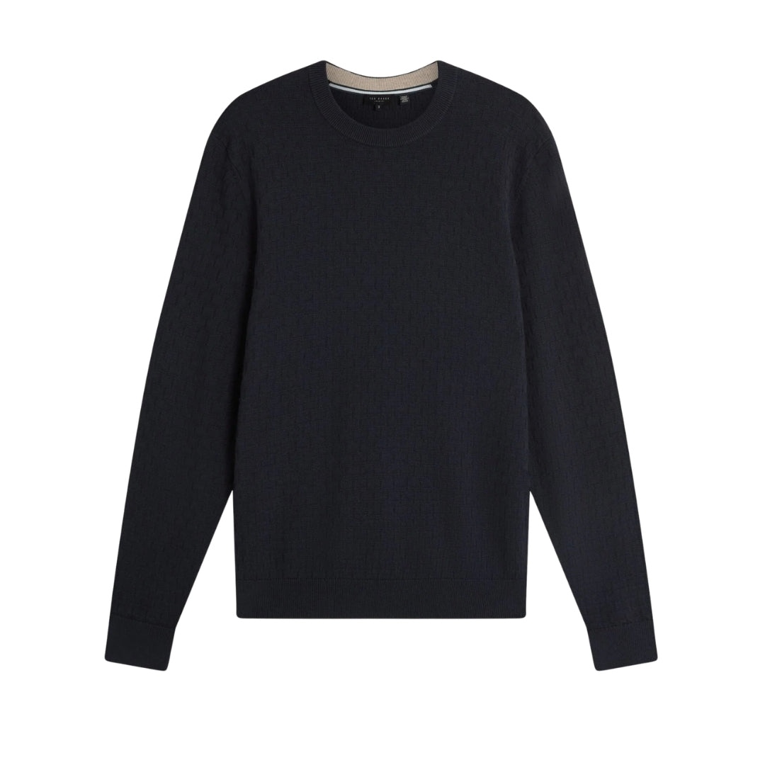Ted Baker Sainsy T Stitch Navy Crew Neck Jumper