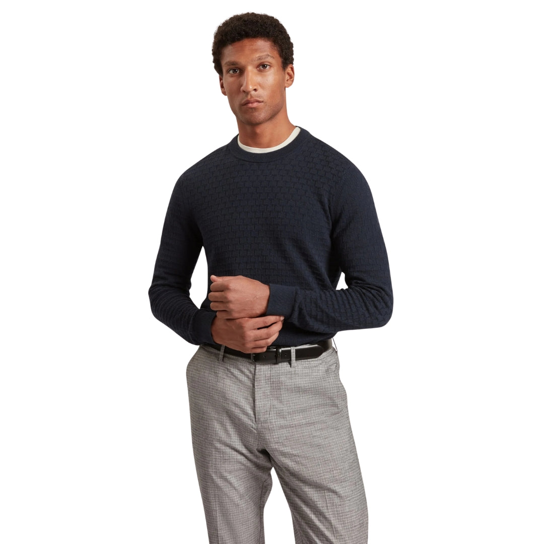 Ted Baker Sainsy T Stitch Navy Crew Neck Jumper