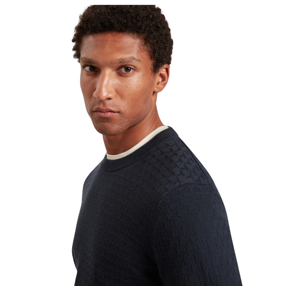 Ted Baker Sainsy T Stitch Navy Crew Neck Jumper
