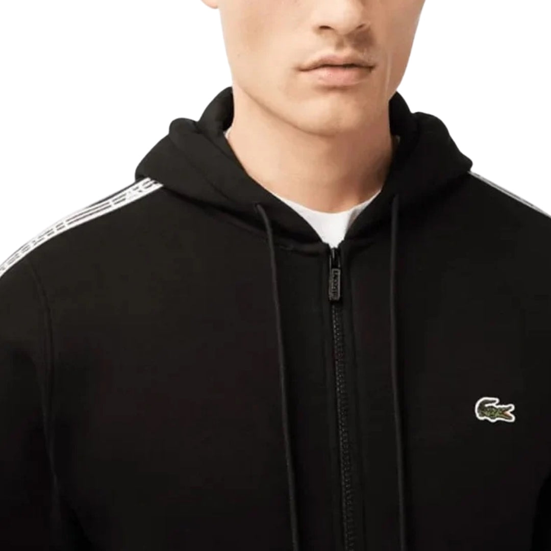 Lacoste Branded Tape Zull Zip Black Hoodie M