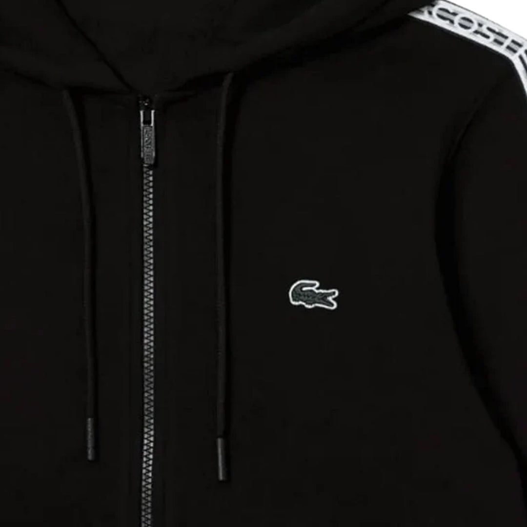 Lacoste Branded Tape Zull Zip Black Hoodie M