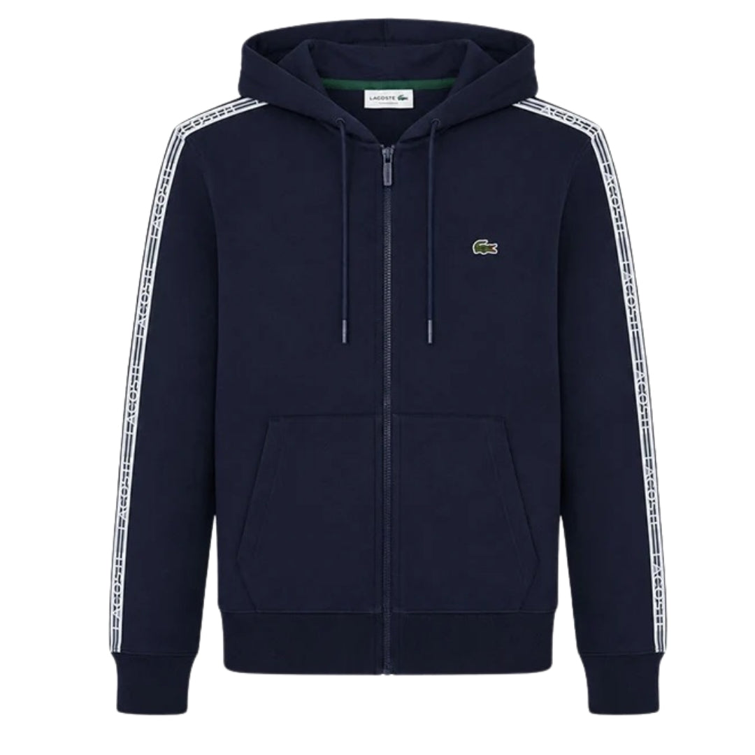 Lacoste Branded Tape Zull Zip Navy Hoodie M
