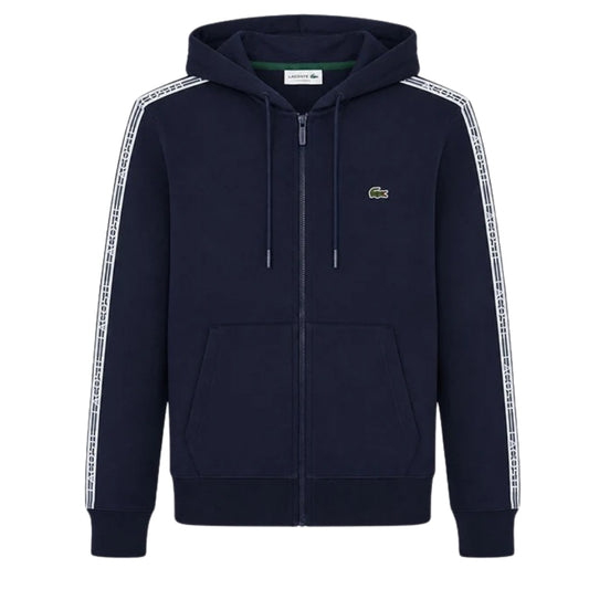 Lacoste Branded Tape Zull Zip Navy Hoodie M