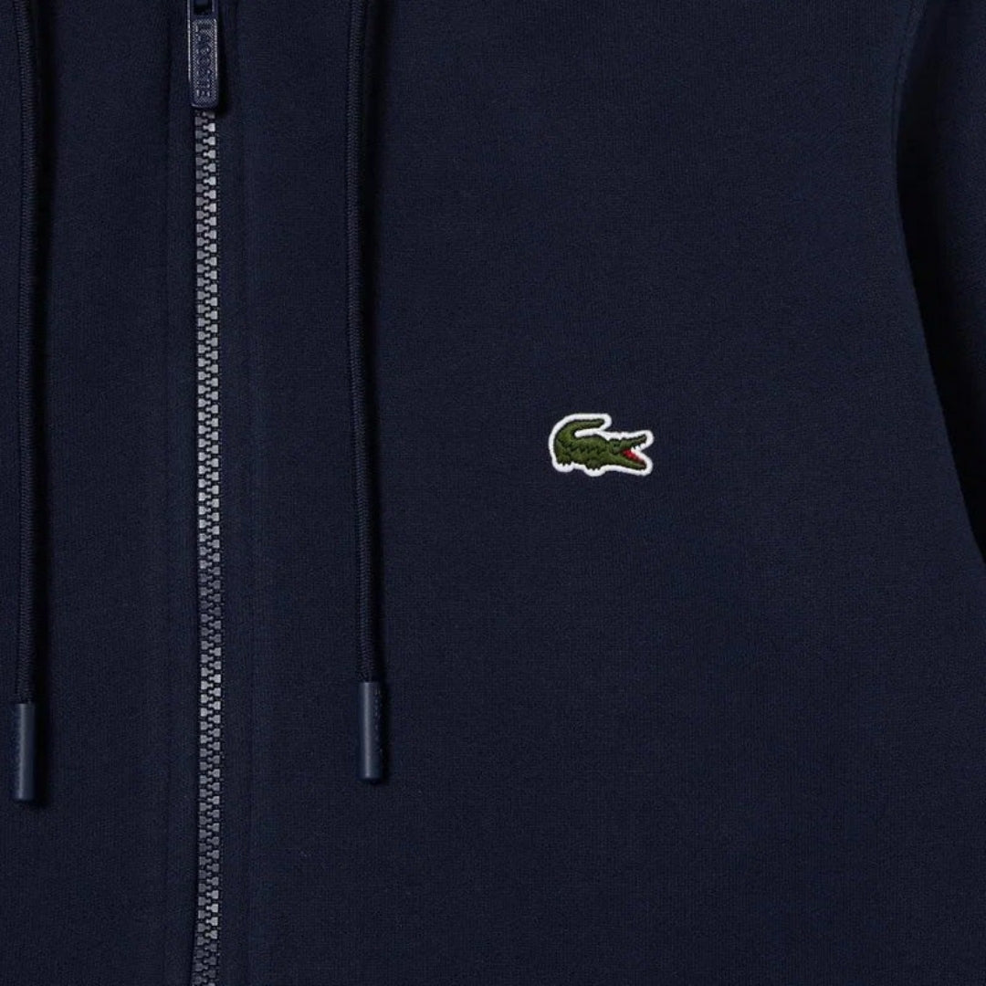 Lacoste Branded Tape Zull Zip Navy Hoodie M