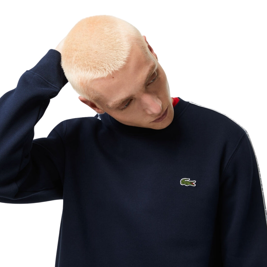 Lacoste Branded Tape Crewneck Navy Blue Jumper M