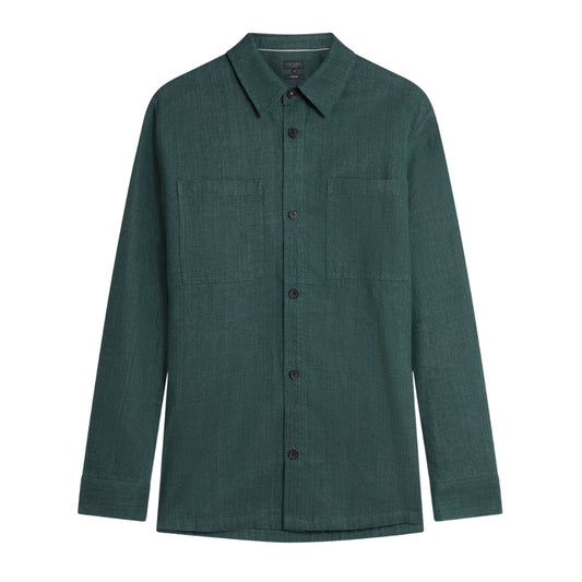 Ted Baker Shaww Delave Linen Dark Green Overshirt