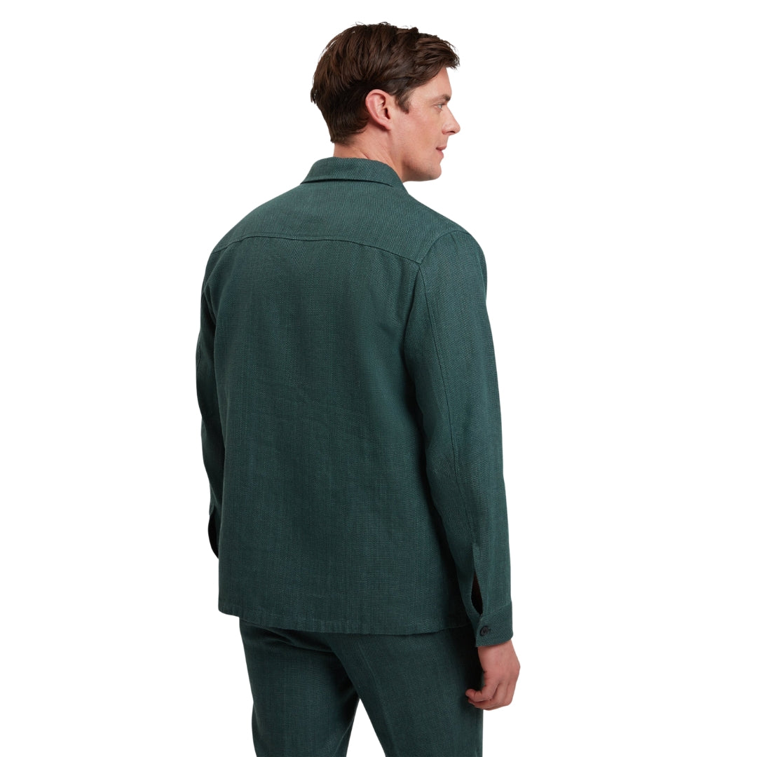 Ted Baker Shaww Delave Linen Dark Green Overshirt