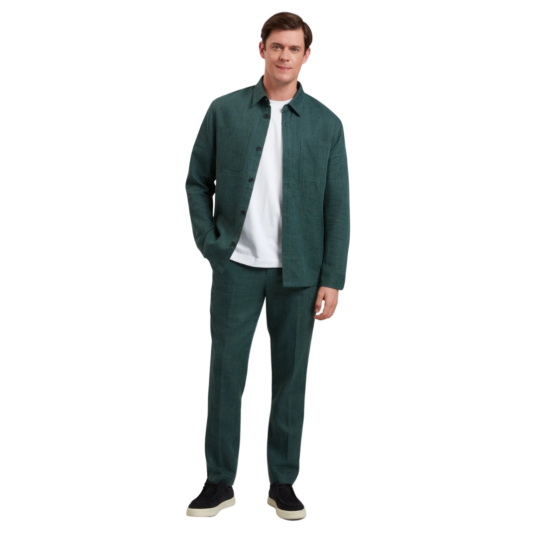 Ted Baker Shaww Delave Linen Dark Green Overshirt