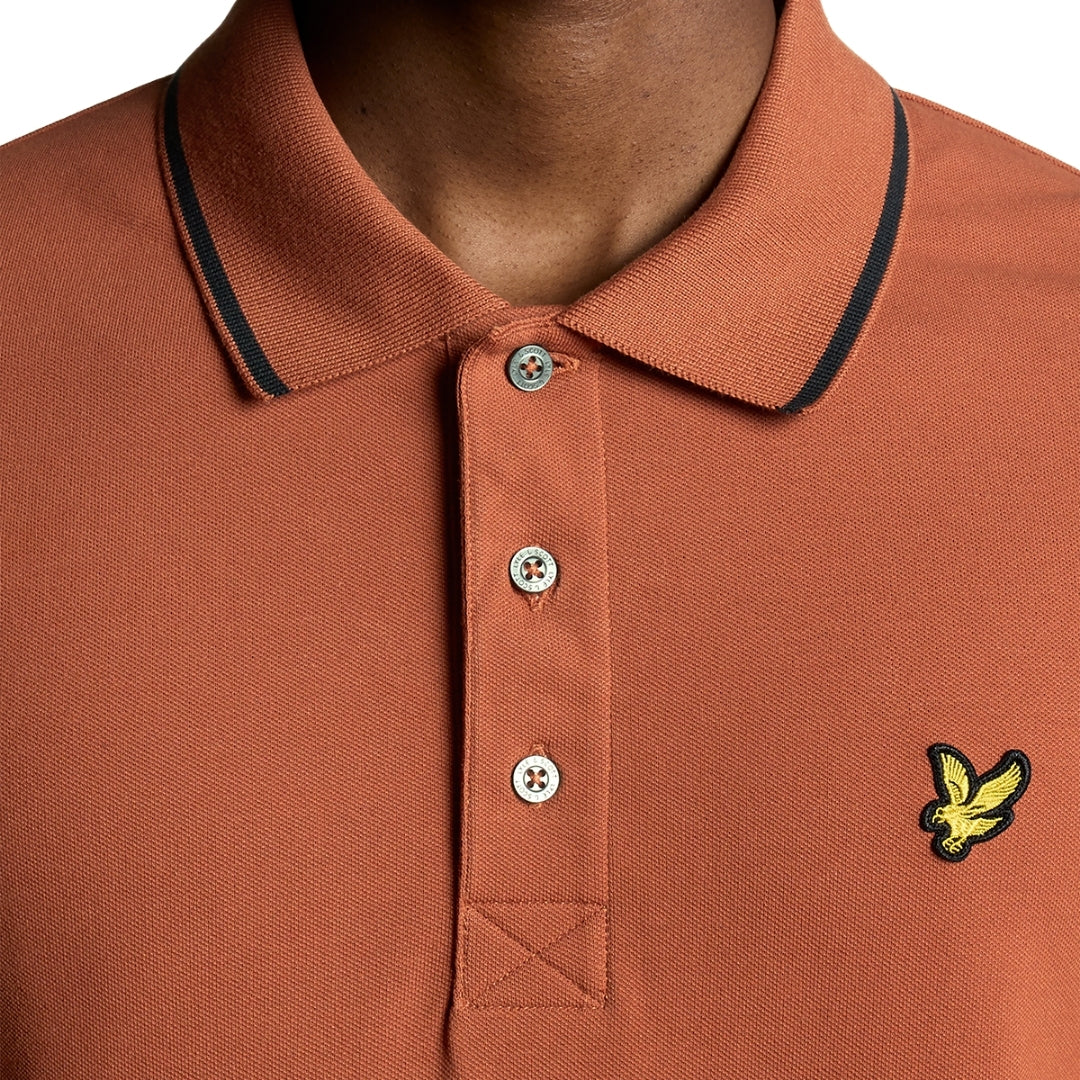 Lyle & Scott Brown Tipped Polo Shirt XS