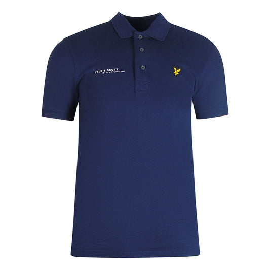 Lyle & Scott Navy Blue Co-ordinate Print Logo Short Sleeved Polo Shirt
