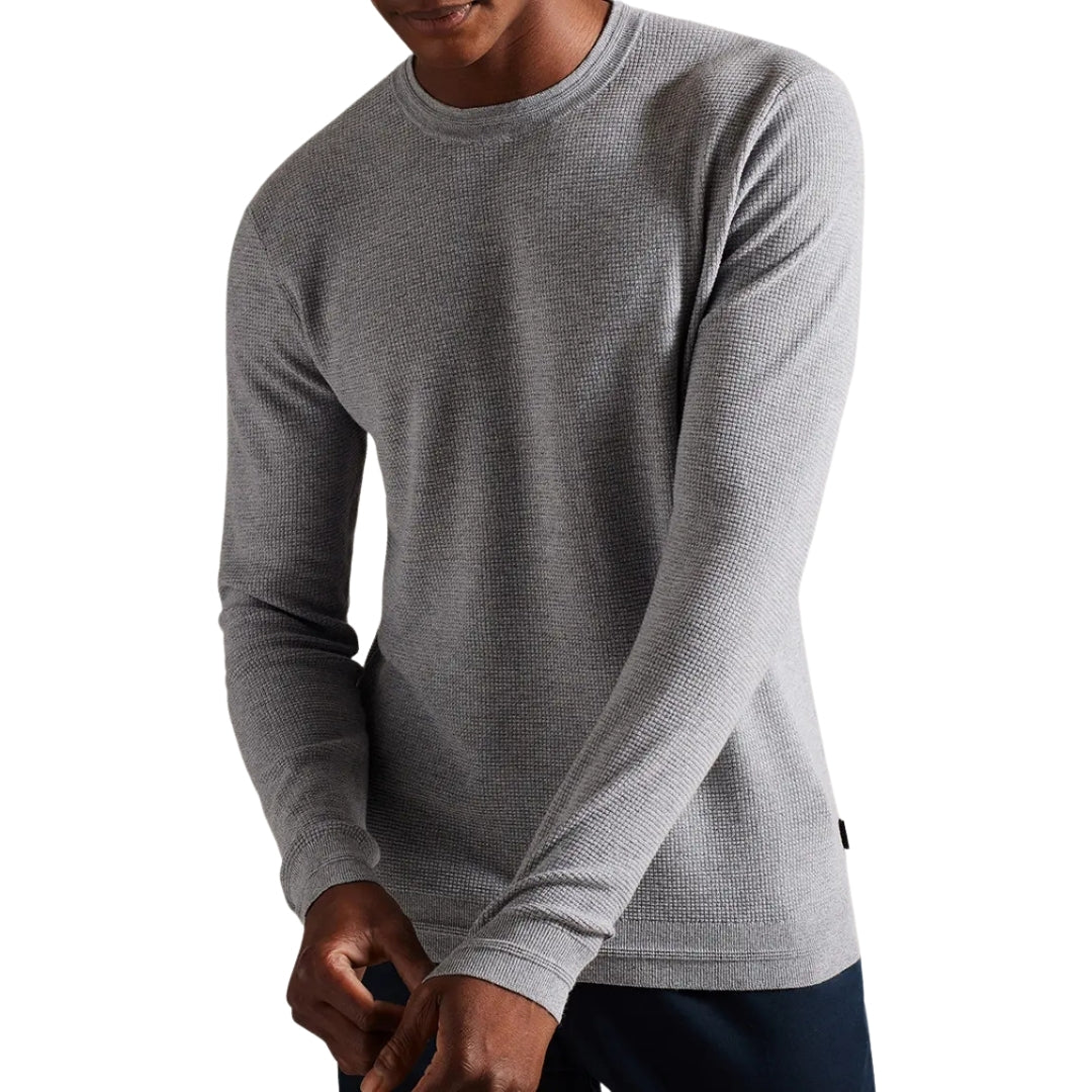 Ted Baker Staylay Textured Crew Neck Grey Marl Jumper
