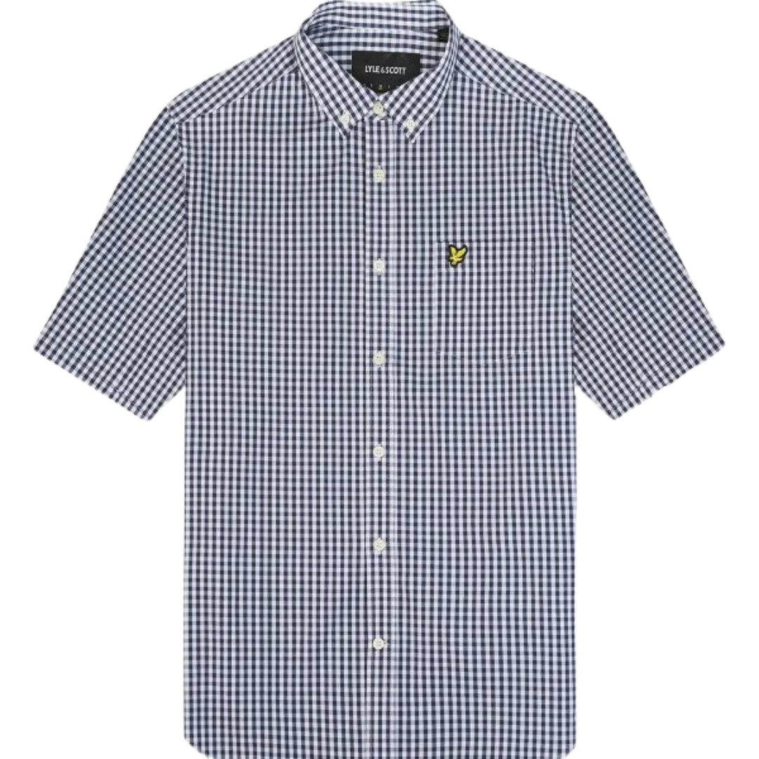 Lyle Scott Short Sleeve Slim Fit Navy Gingham Shirt