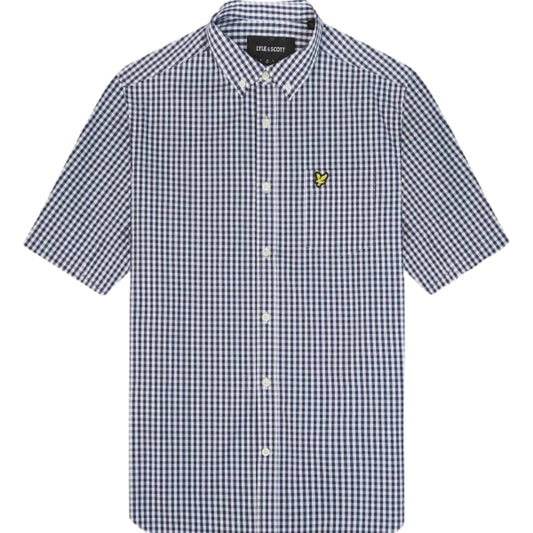 Lyle Scott Short Sleeve Slim Fit Navy Gingham Shirt