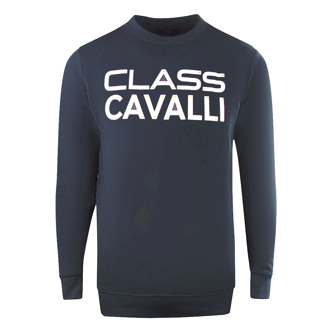 Cavalli Class Large Bold Logo Design Navy Blue Sweatshirt