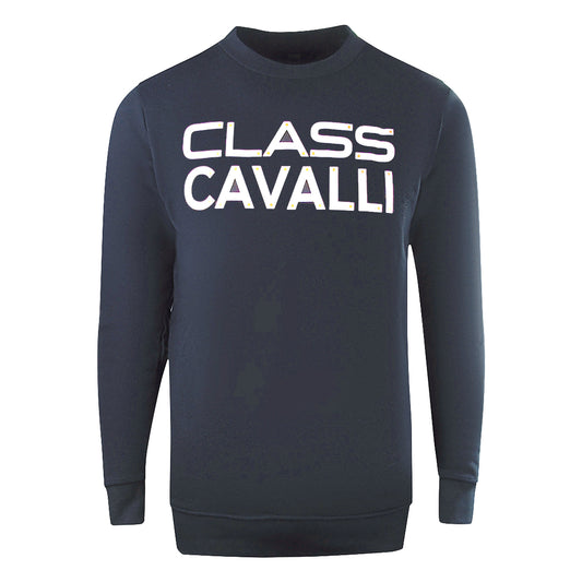 Cavalli Class Large Bold Logo Design Navy Blue Sweatshirt