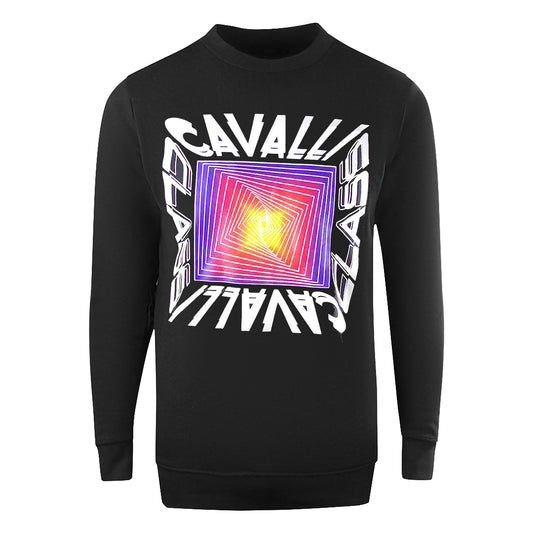 Cavalli Class Asymmetric Box Design Black Sweatshirt